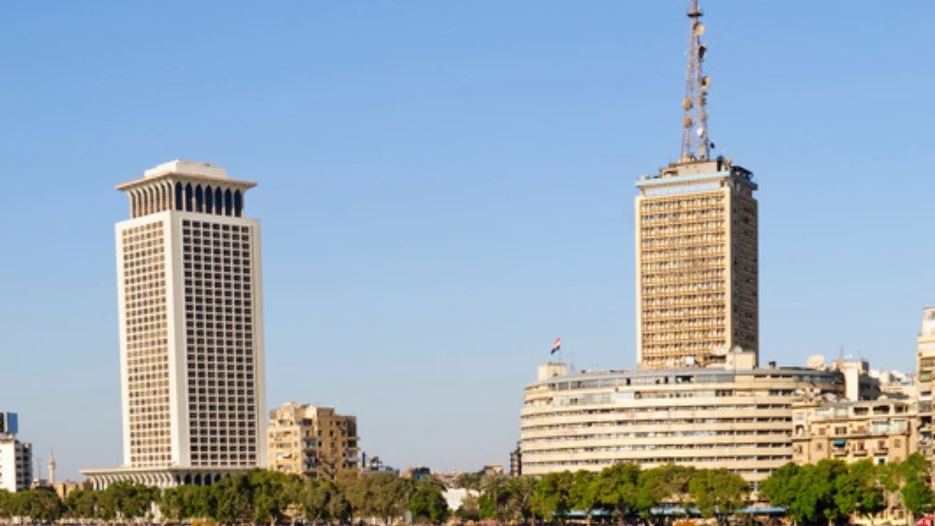 Government buildings on the Nile Corniche in Cairo