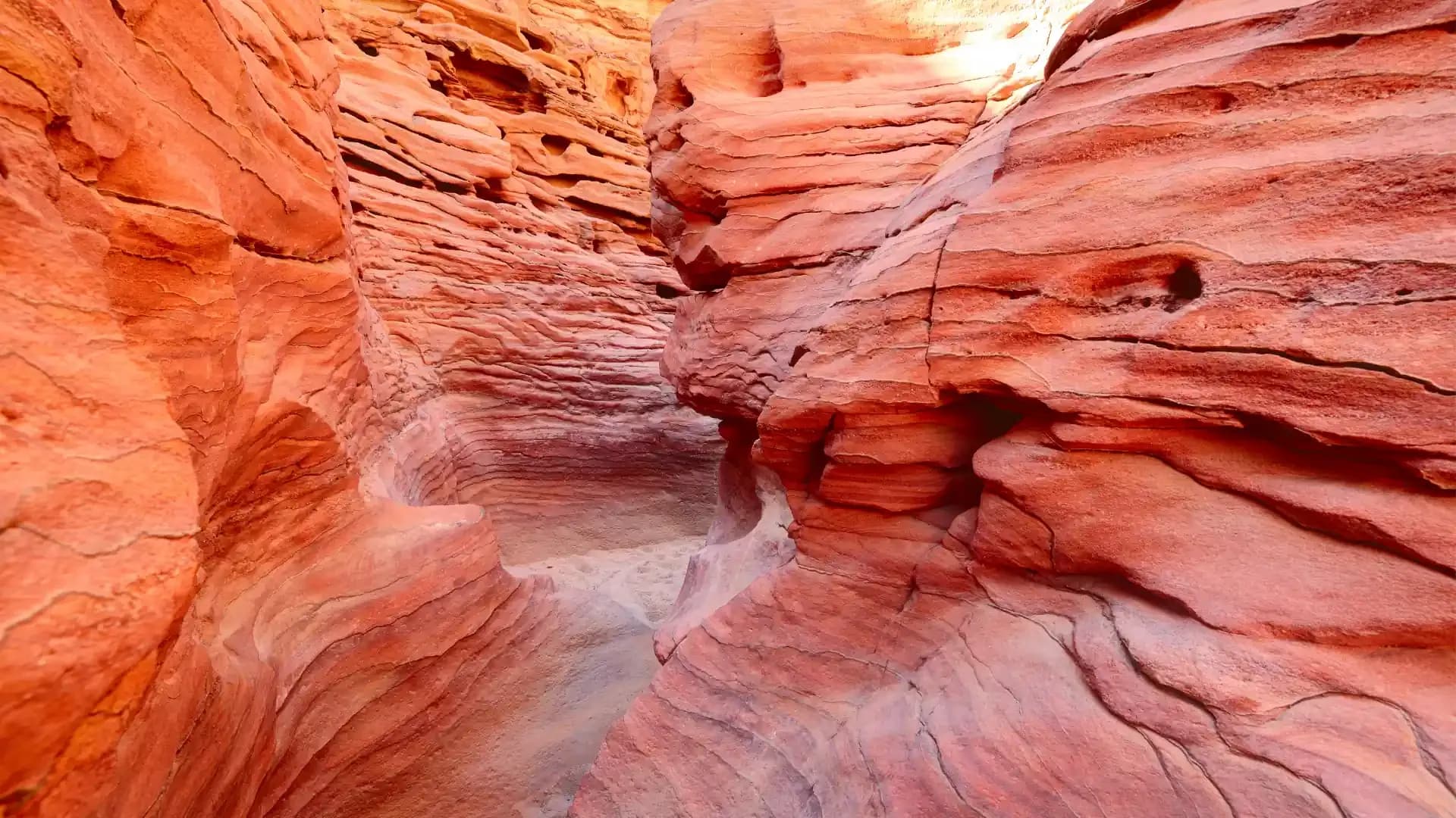 The layered rock walls of the Coloured Canyon in Sinai