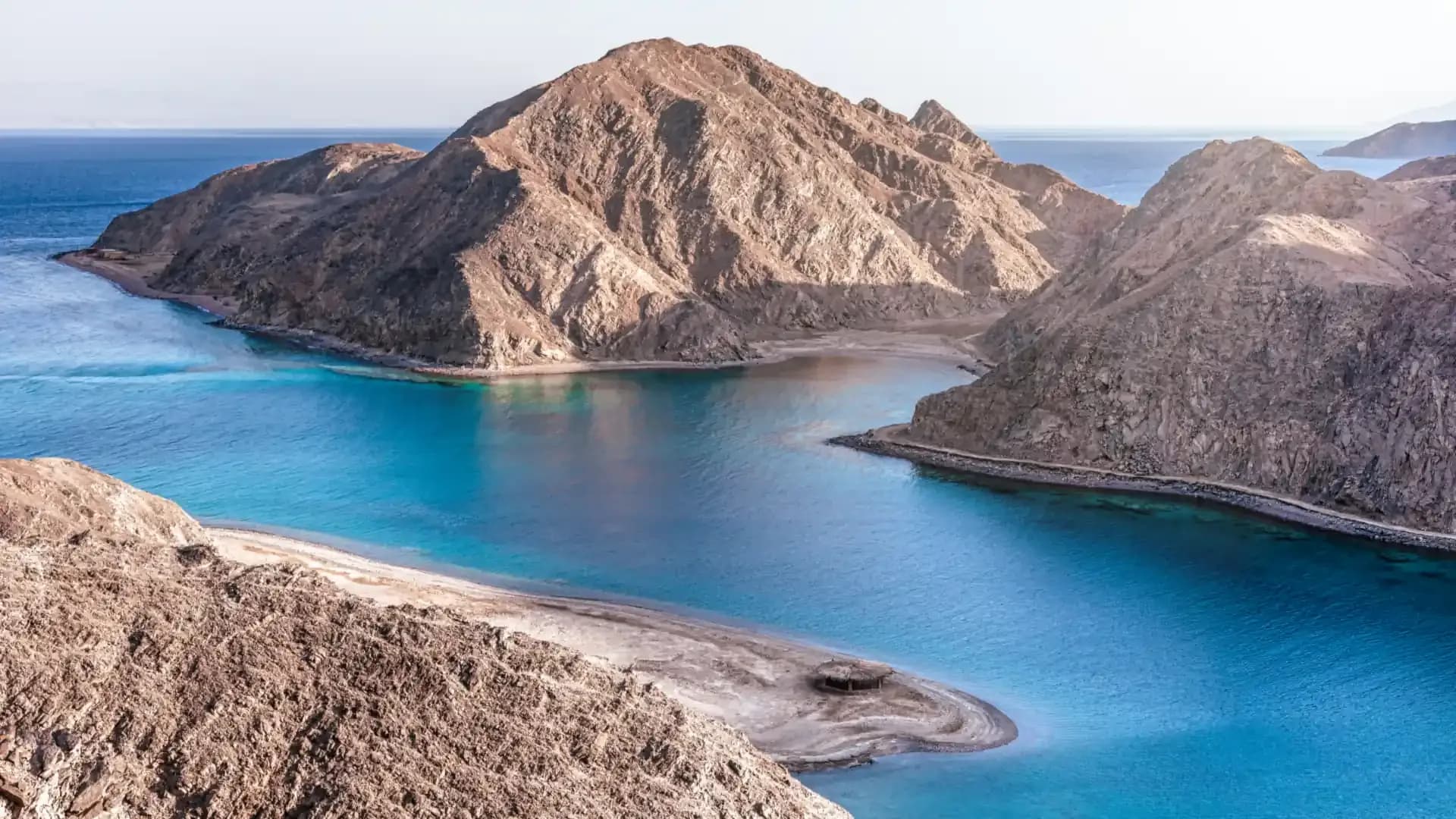 The turquoise water of Fjord Bay near Taba in South Sinai